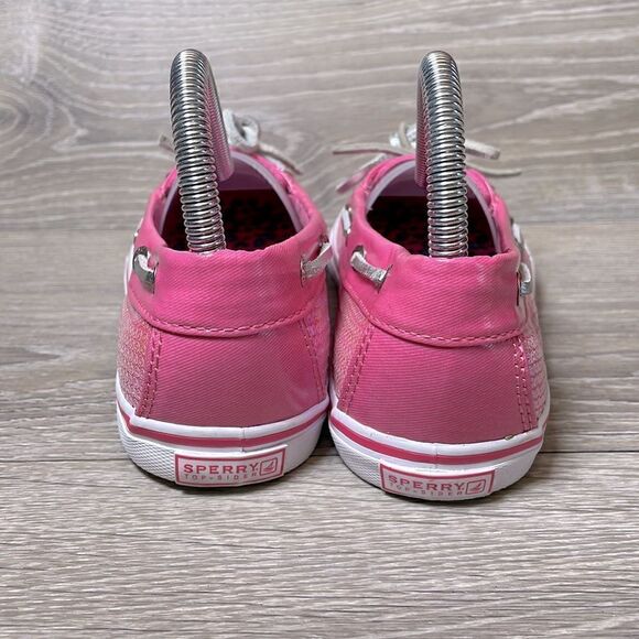 Sperry Top Sider Bahama One Eye Big Girl Sz 5M Pink Sequin Slip On Boat Shoe - Picture 4 of 10